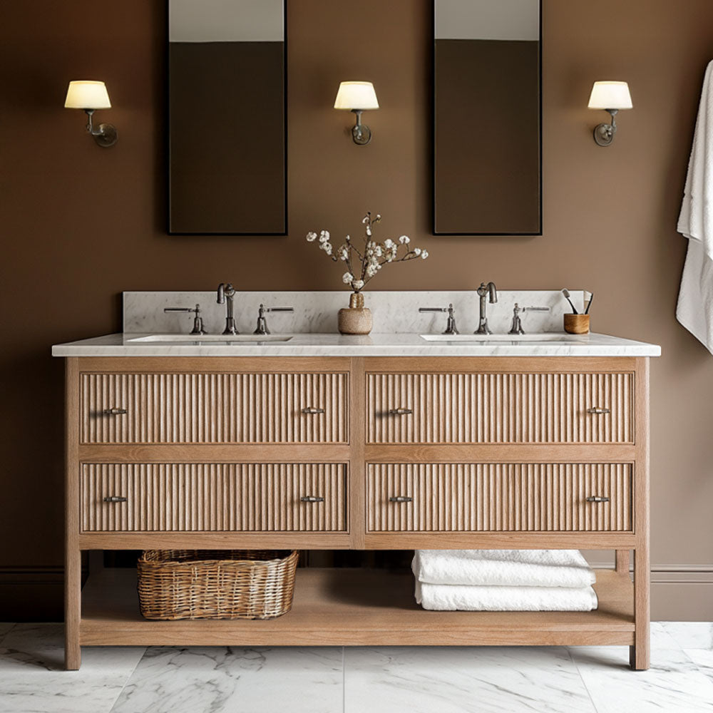 Noche Double Vanity Unit - Oak