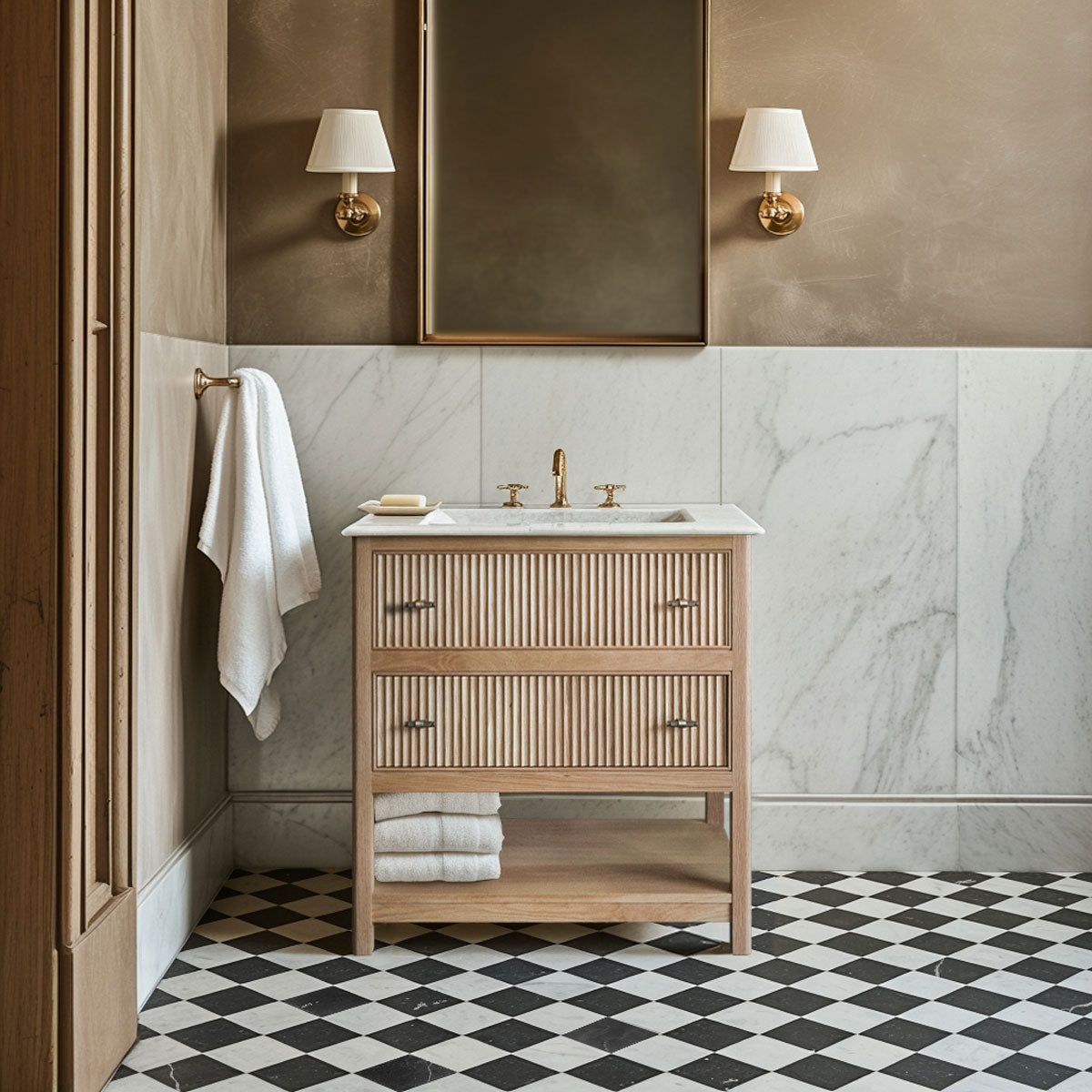 Noche Single Vanity Unit - Oak