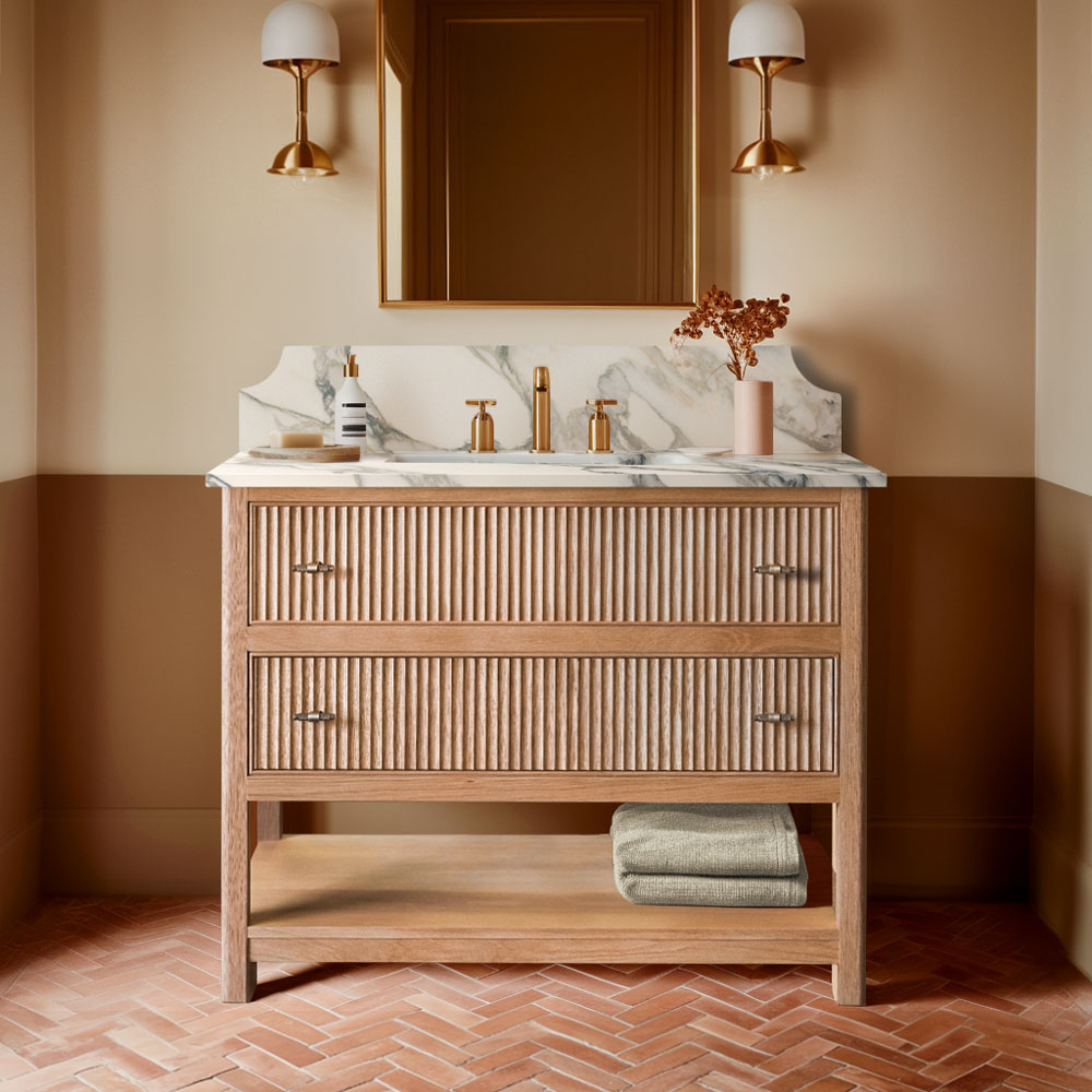 Noche Single Vanity Unit - Oak