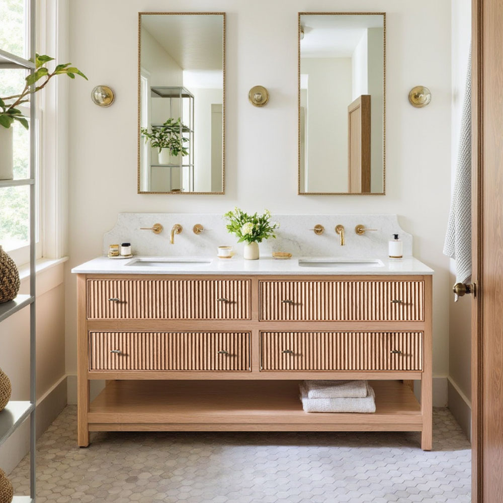 Noche Double Vanity Unit - Oak