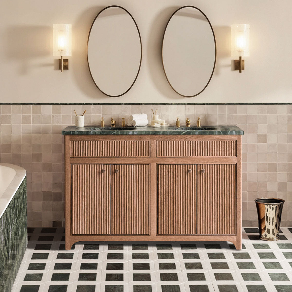 Pantheon Double Vanity Unite - Oak